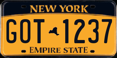 NY license plate GOT1237