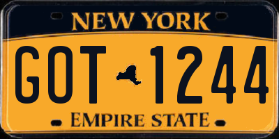 NY license plate GOT1244