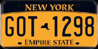 NY license plate GOT1298