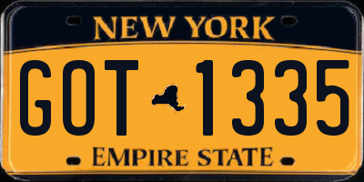 NY license plate GOT1335