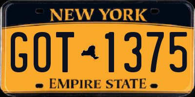 NY license plate GOT1375