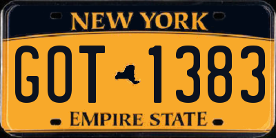 NY license plate GOT1383