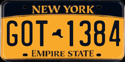 NY license plate GOT1384