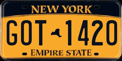 NY license plate GOT1420