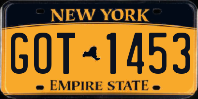 NY license plate GOT1453