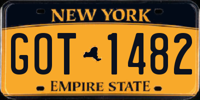 NY license plate GOT1482