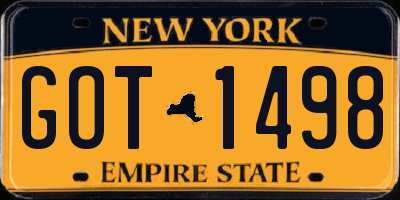 NY license plate GOT1498