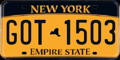 NY license plate GOT1503