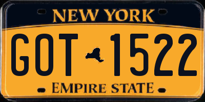 NY license plate GOT1522