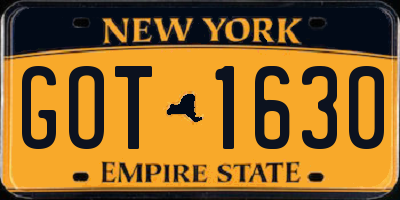 NY license plate GOT1630