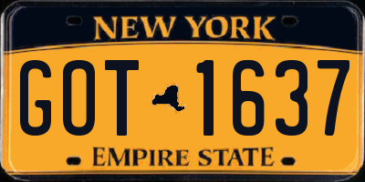 NY license plate GOT1637