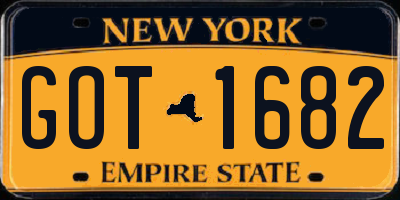 NY license plate GOT1682