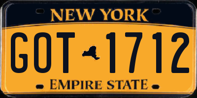 NY license plate GOT1712