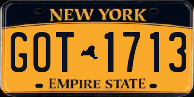 NY license plate GOT1713