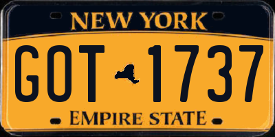 NY license plate GOT1737