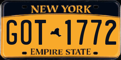 NY license plate GOT1772