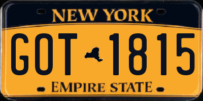 NY license plate GOT1815