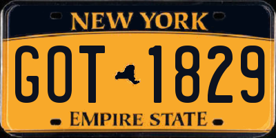 NY license plate GOT1829