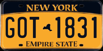 NY license plate GOT1831
