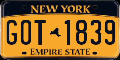 NY license plate GOT1839