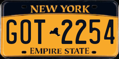 NY license plate GOT2254