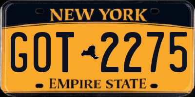 NY license plate GOT2275