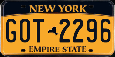 NY license plate GOT2296