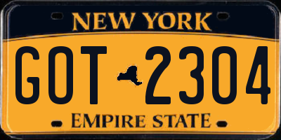NY license plate GOT2304