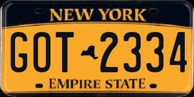 NY license plate GOT2334