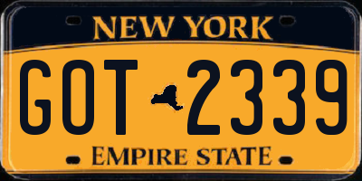 NY license plate GOT2339