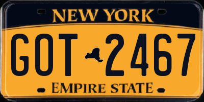NY license plate GOT2467
