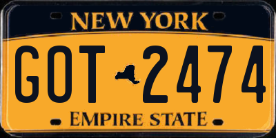 NY license plate GOT2474