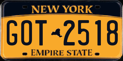 NY license plate GOT2518