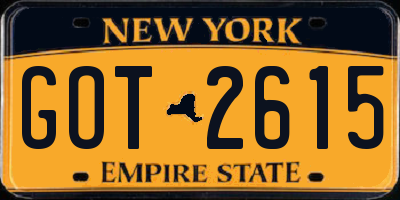 NY license plate GOT2615
