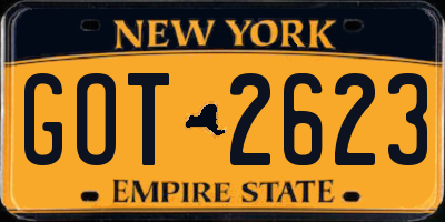NY license plate GOT2623