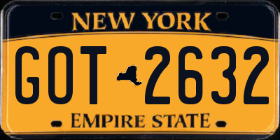 NY license plate GOT2632