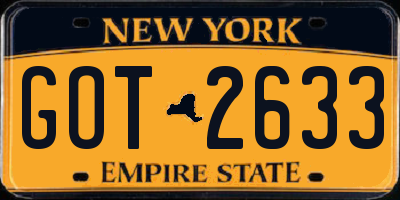 NY license plate GOT2633
