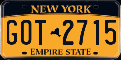 NY license plate GOT2715