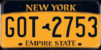 NY license plate GOT2753