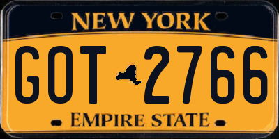 NY license plate GOT2766