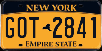 NY license plate GOT2841