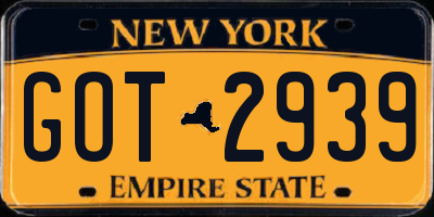 NY license plate GOT2939