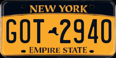 NY license plate GOT2940