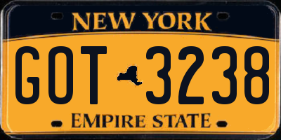 NY license plate GOT3238