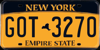 NY license plate GOT3270