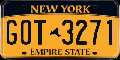 NY license plate GOT3271
