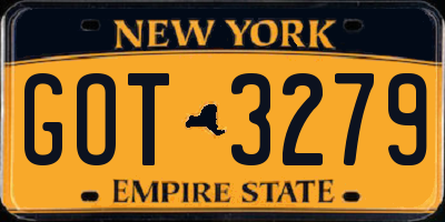 NY license plate GOT3279