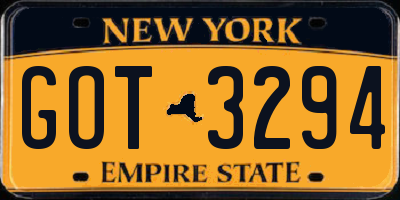 NY license plate GOT3294