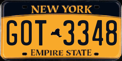 NY license plate GOT3348