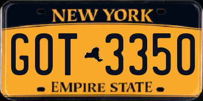 NY license plate GOT3350